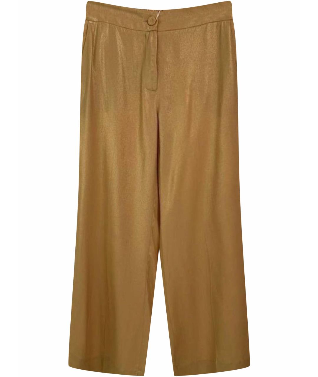 MAX MARA Золотые ацетатные брюки широкие, фото 1