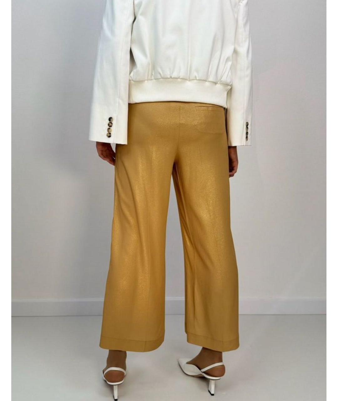 MAX MARA Золотые ацетатные брюки широкие, фото 2