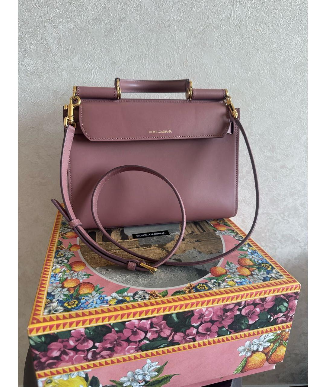 DOLCE&GABBANA Коралловая кожаная сумка с короткими ручками, фото 2