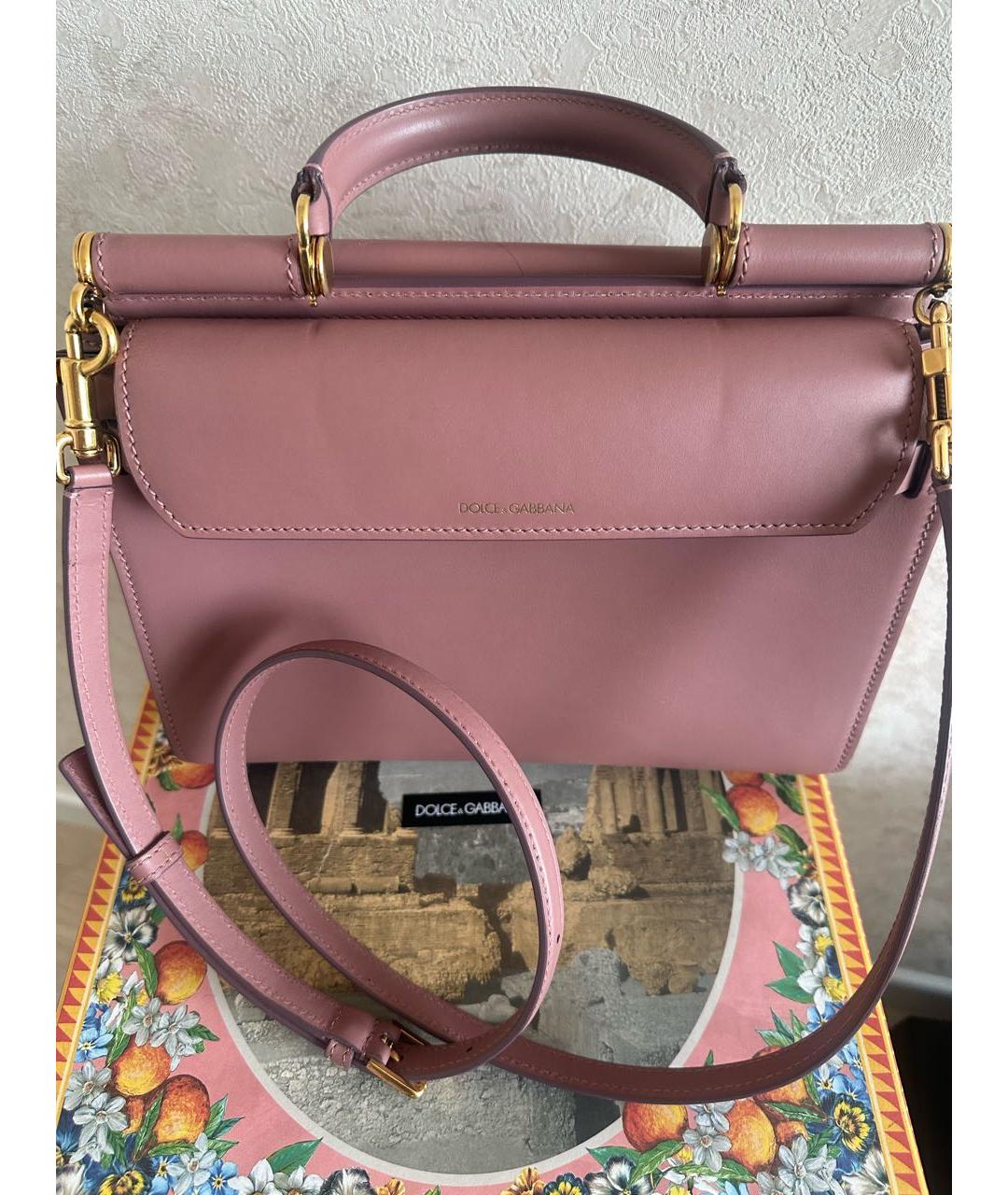 DOLCE&GABBANA Коралловая кожаная сумка с короткими ручками, фото 3