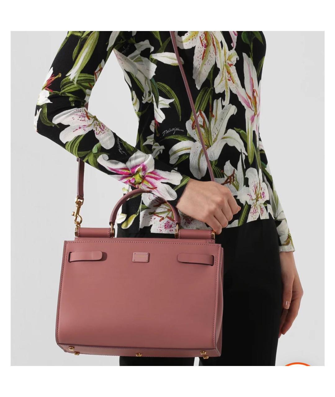 DOLCE&GABBANA Коралловая кожаная сумка с короткими ручками, фото 7