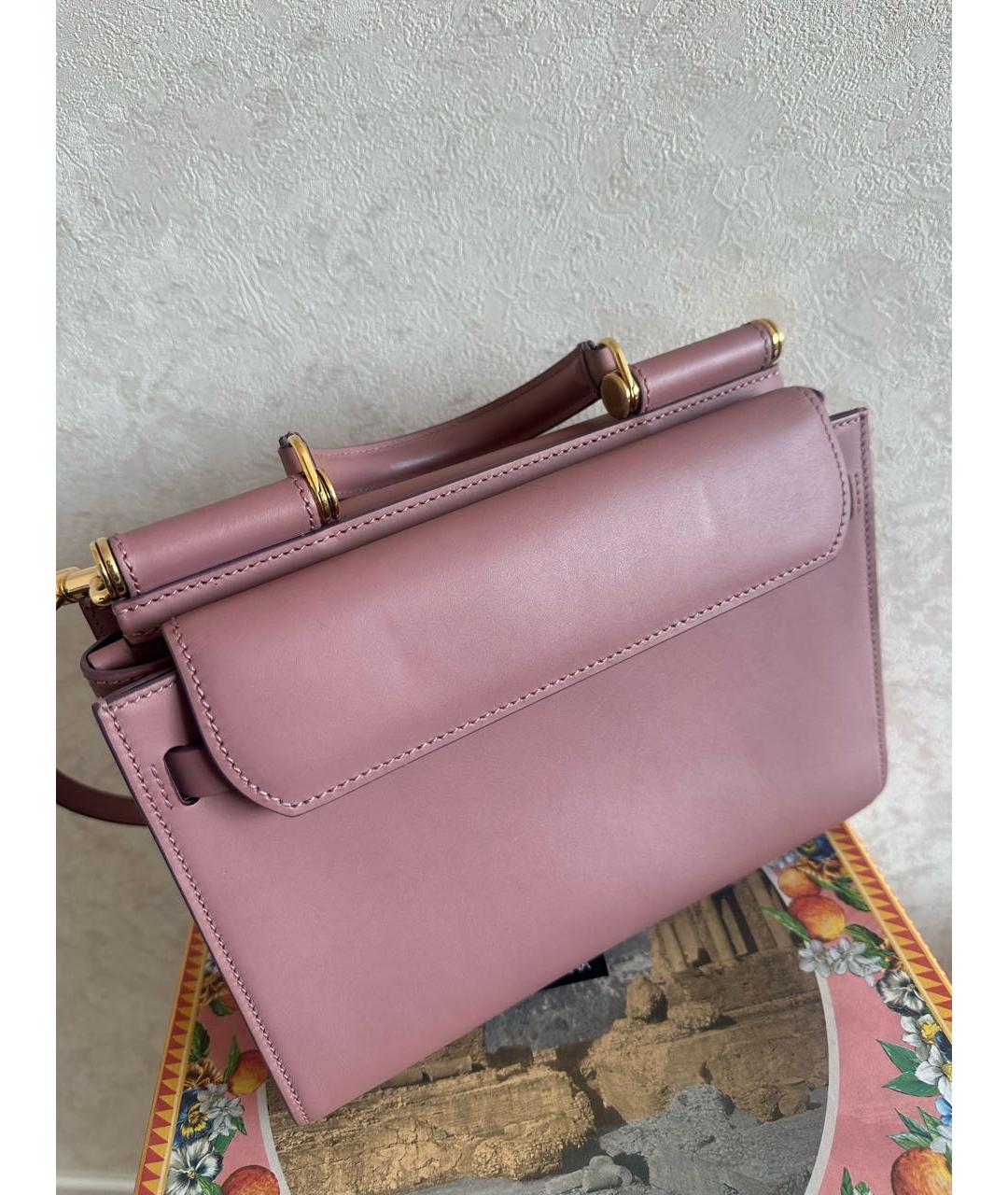 DOLCE&GABBANA Коралловая кожаная сумка с короткими ручками, фото 4