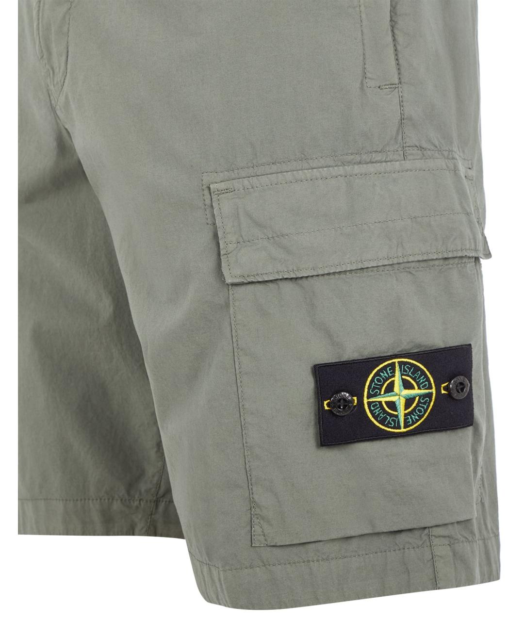 STONE ISLAND Зеленые хлопковые шорты, фото 3