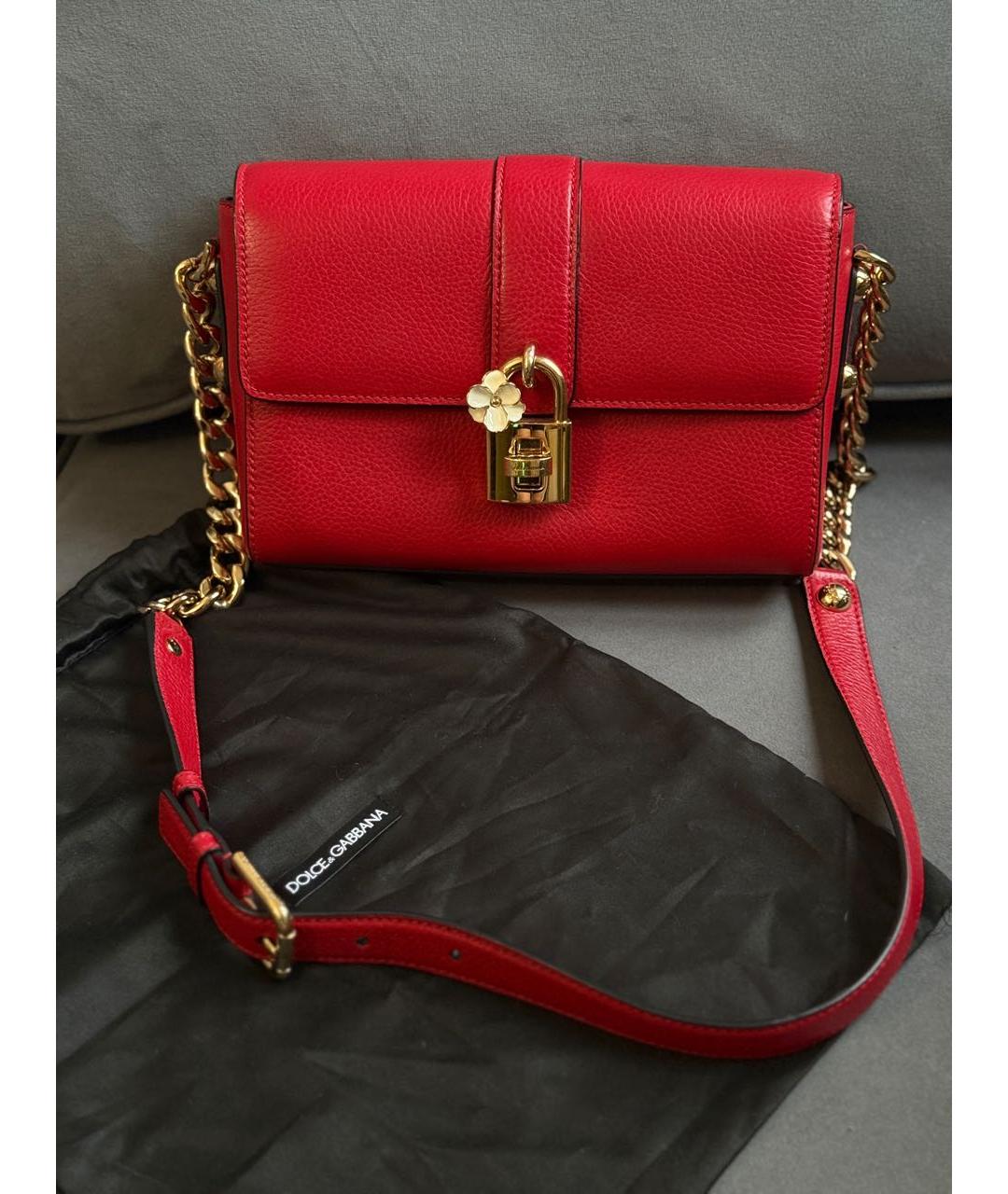 DOLCE&GABBANA Красная кожаная сумка через плечо, фото 2
