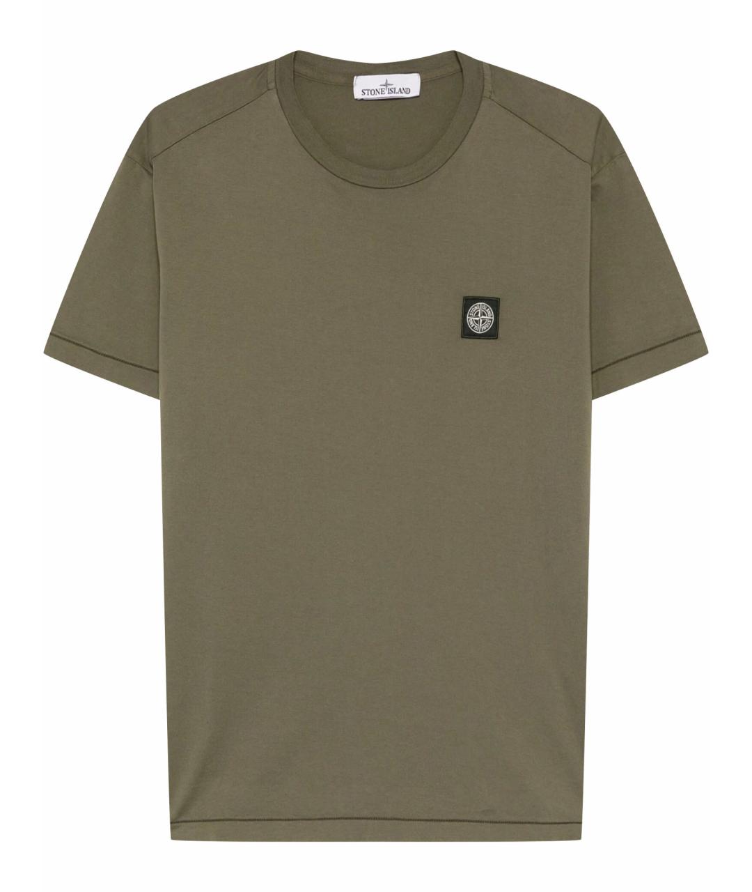 STONE ISLAND Хаки хлопковая футболка, фото 1
