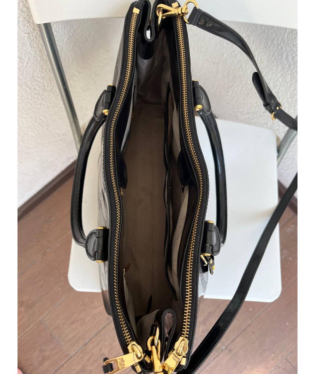 RALPH LAUREN COLLECTION Черная кожаная сумка с короткими ручками, фото 4