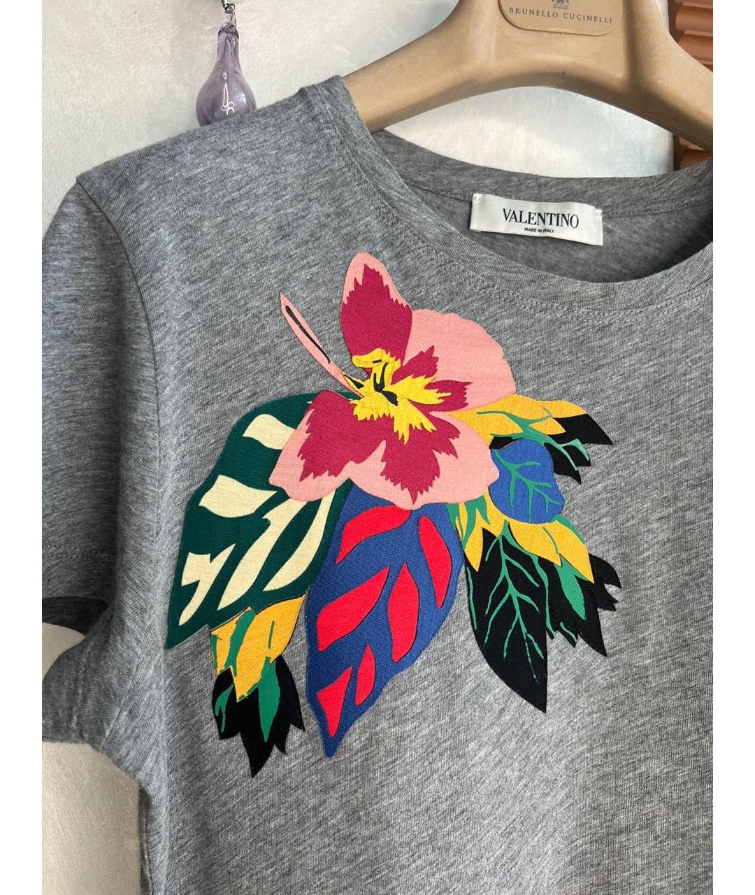 VALENTINO Серая хлопковая футболка, фото 3
