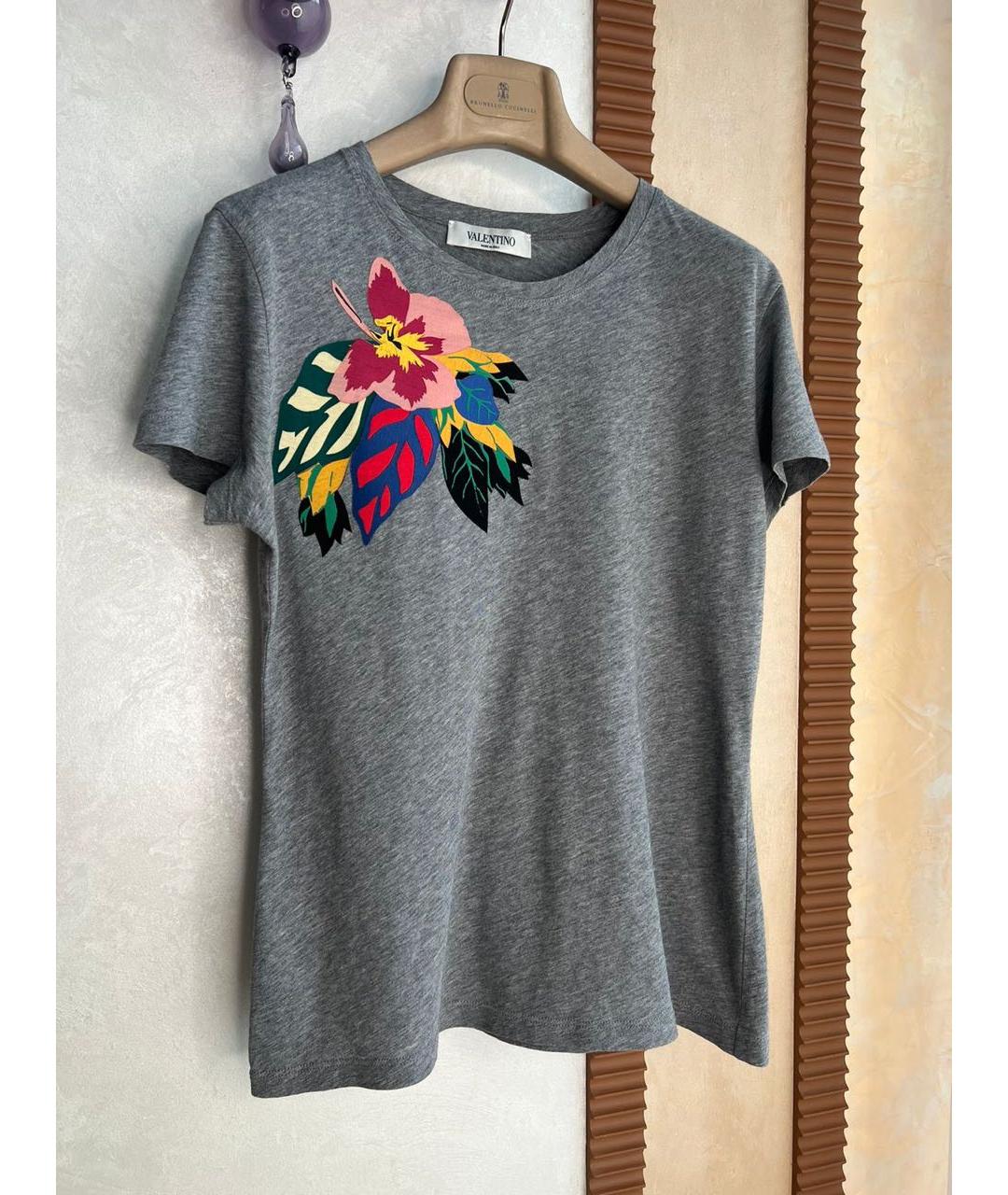VALENTINO Серая хлопковая футболка, фото 2