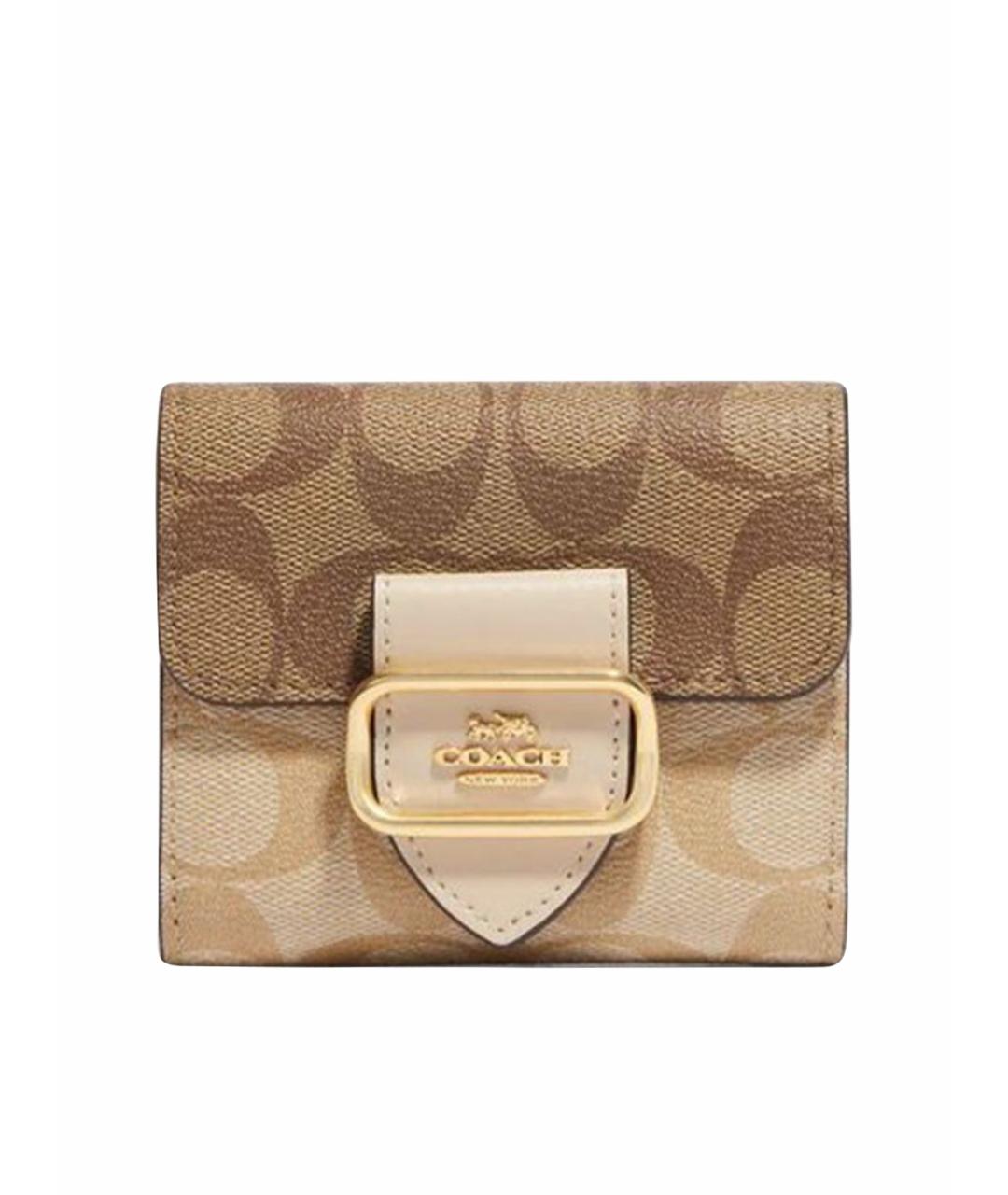 COACH Бежевый кожаный кошелек, фото 1