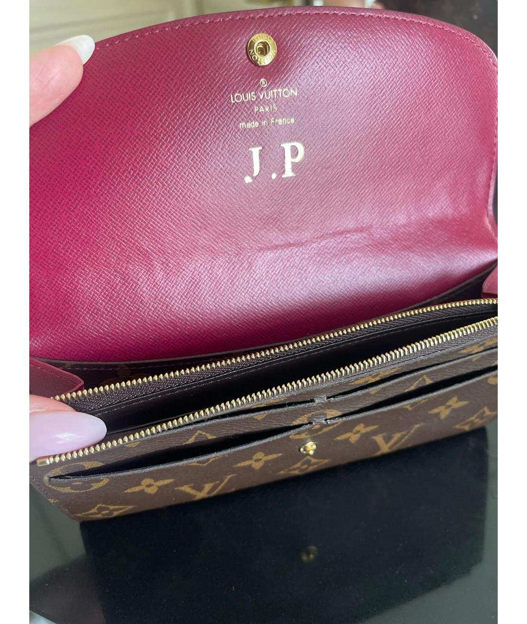 LOUIS VUITTON Коричневый кожаный кошелек, фото 4