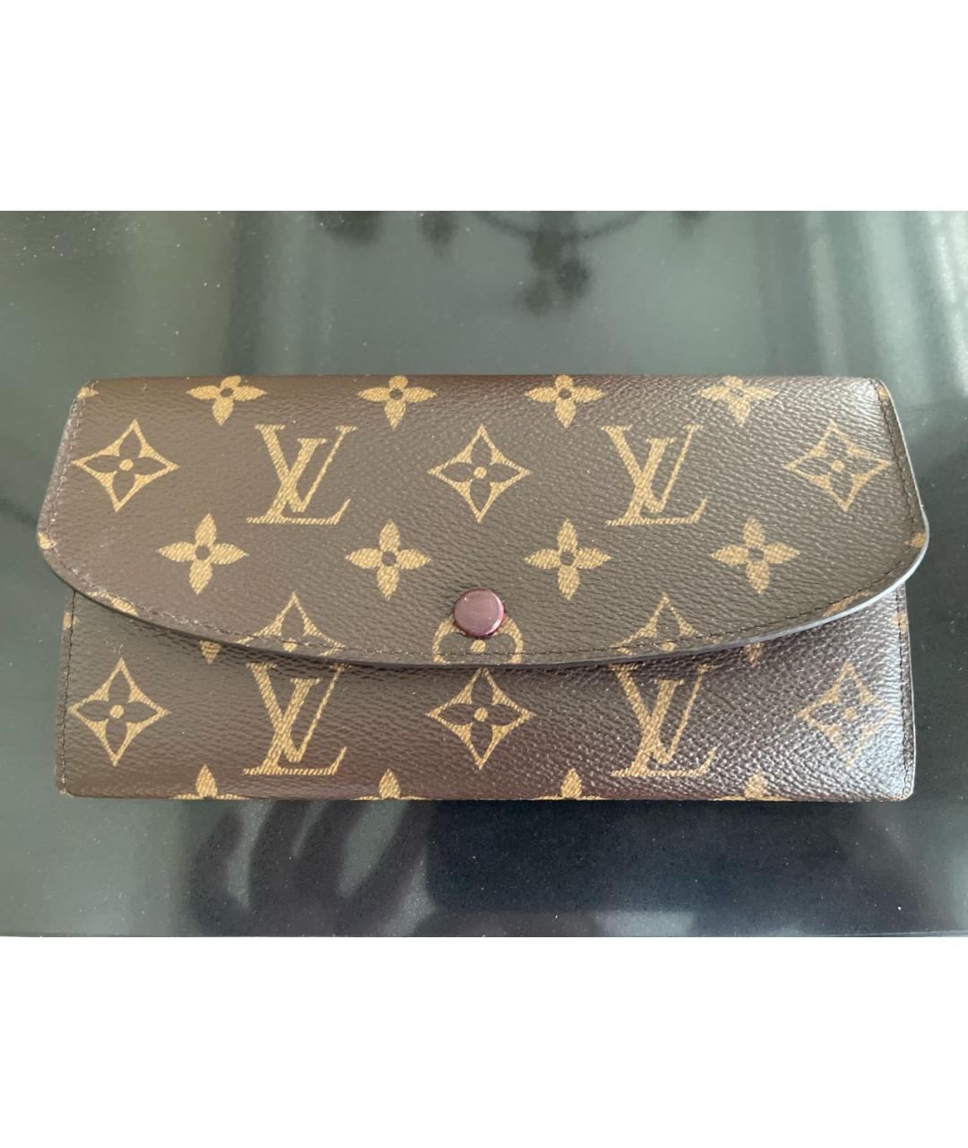 LOUIS VUITTON Коричневый кожаный кошелек, фото 5