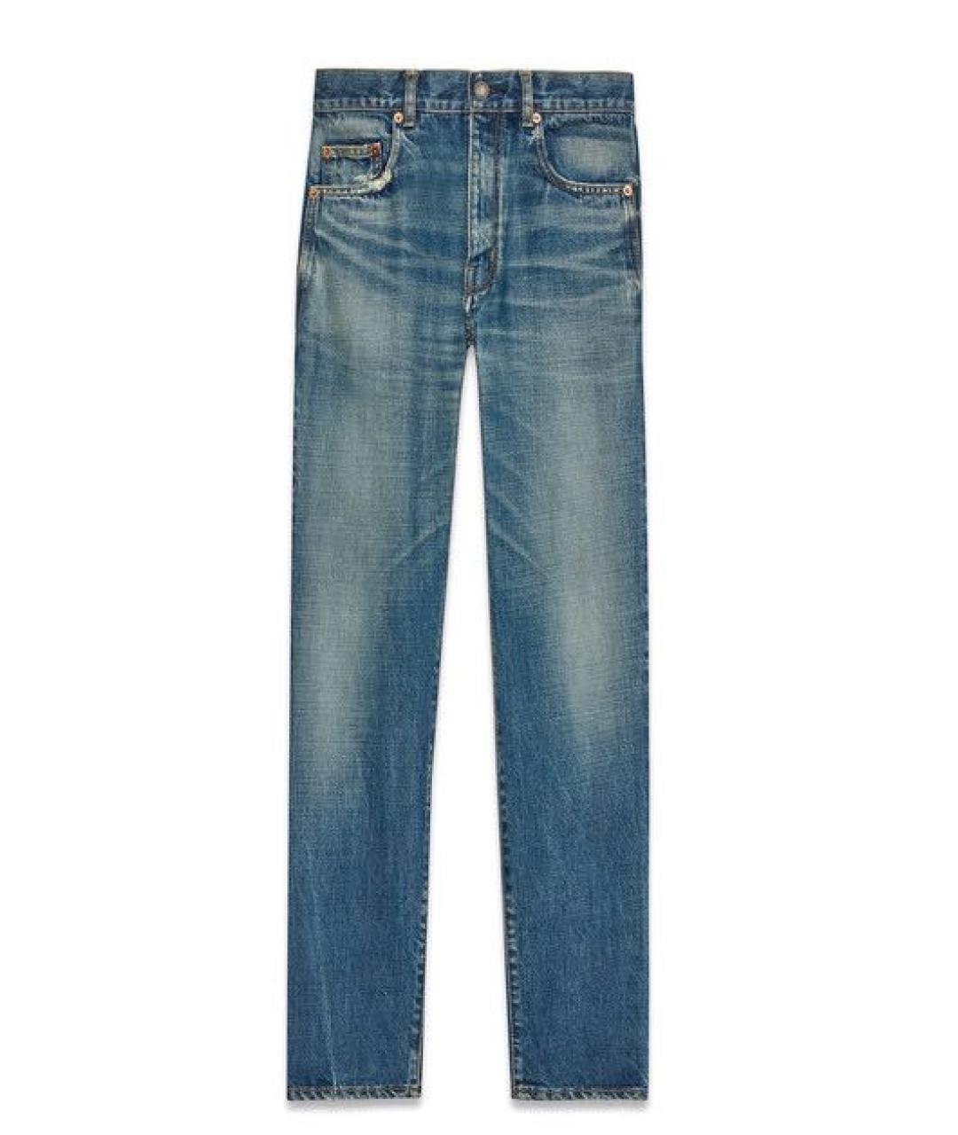 SAINT LAURENT Синие хлопковые прямые джинсы, фото 1