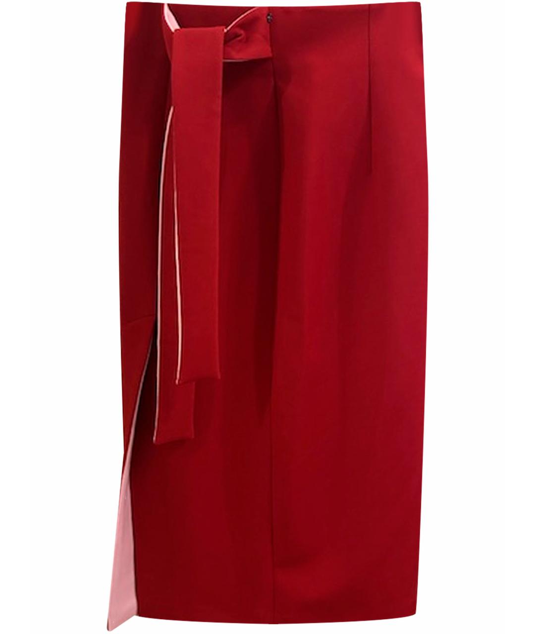 SPORTMAX Красная хлопко-эластановая юбка миди, фото 1