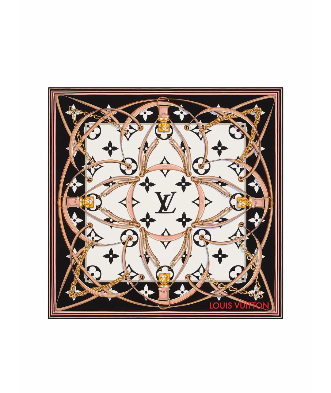 LOUIS VUITTON Черный шелковый платок, фото 1
