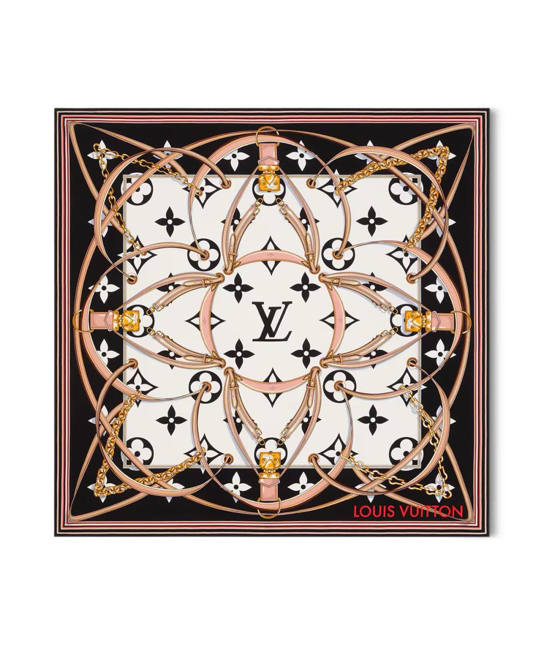 LOUIS VUITTON Черный шелковый платок, фото 4