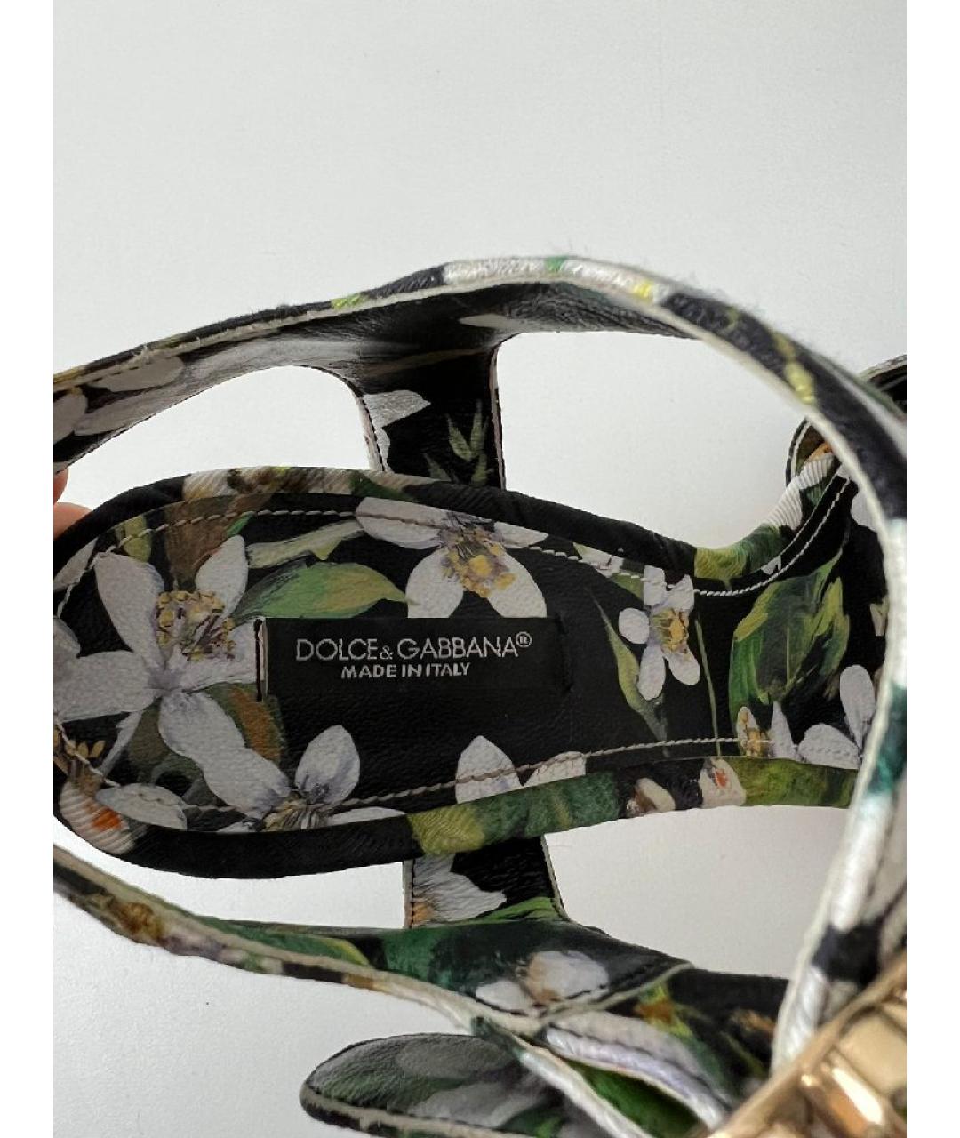 DOLCE&GABBANA Зеленые синтетические босоножки, фото 7