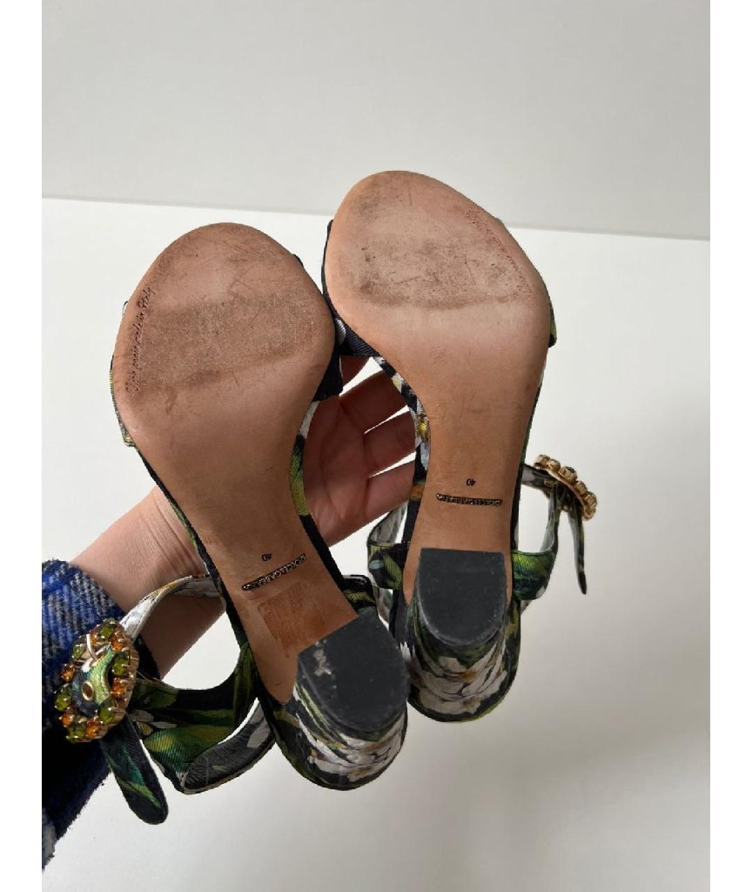 DOLCE&GABBANA Зеленые синтетические босоножки, фото 6