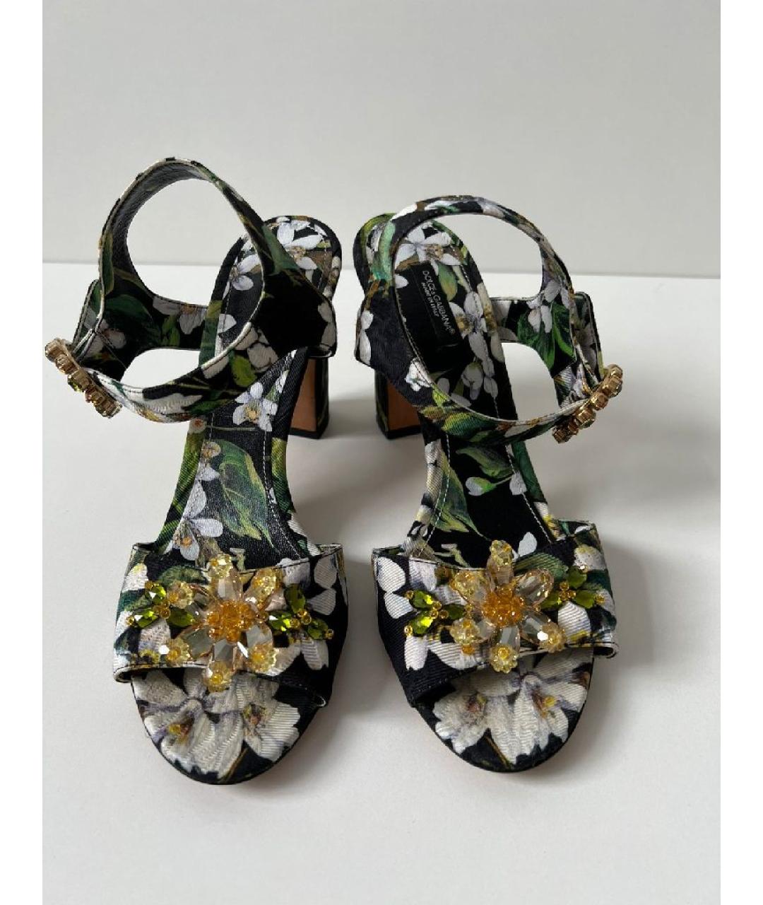 DOLCE&GABBANA Зеленые синтетические босоножки, фото 2