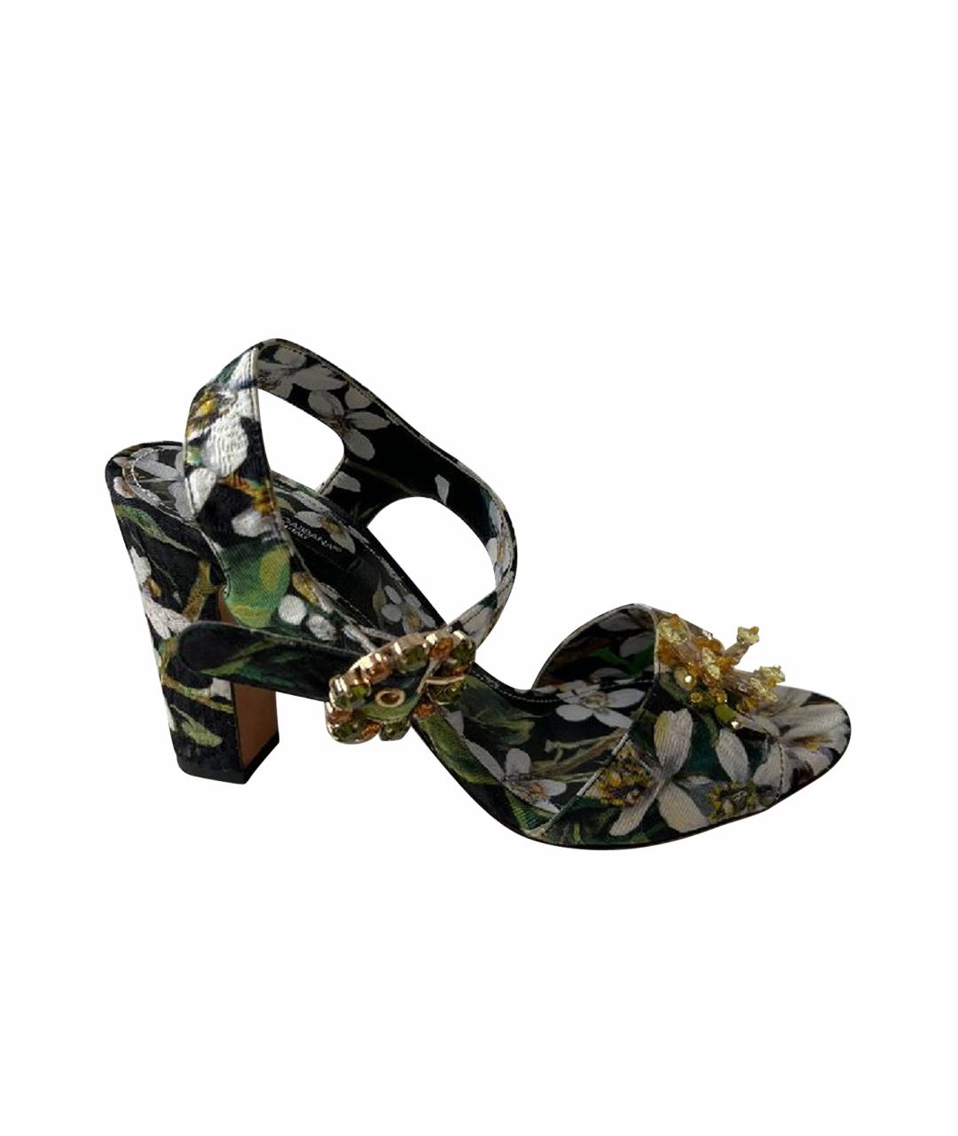 DOLCE&GABBANA Зеленые синтетические босоножки, фото 1