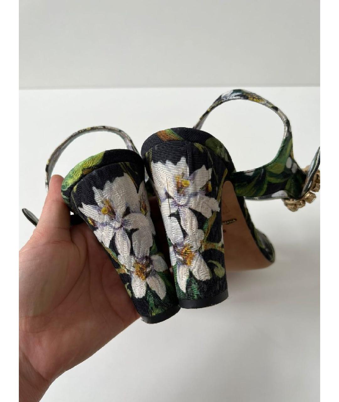 DOLCE&GABBANA Зеленые синтетические босоножки, фото 5