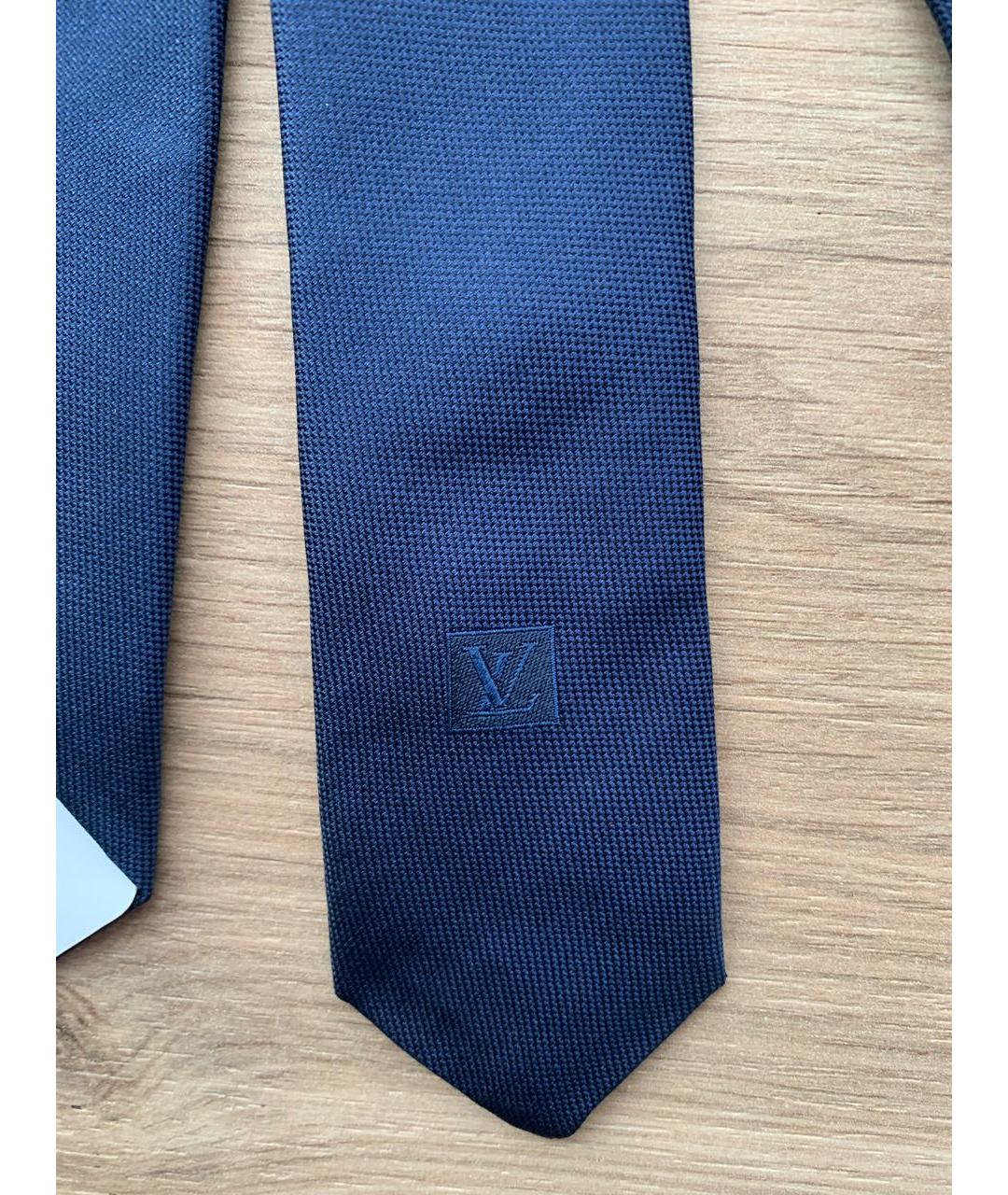 LOUIS VUITTON Темно-синий шелковый галстук, фото 4