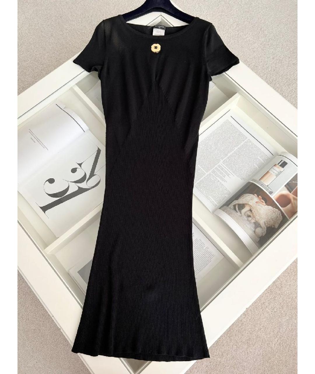 CHANEL Черное хлопковое повседневное платье, фото 9