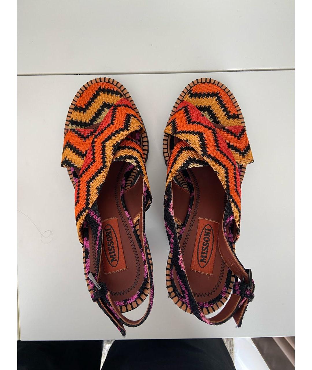 MISSONI Оранжевое кожаные босоножки, фото 3