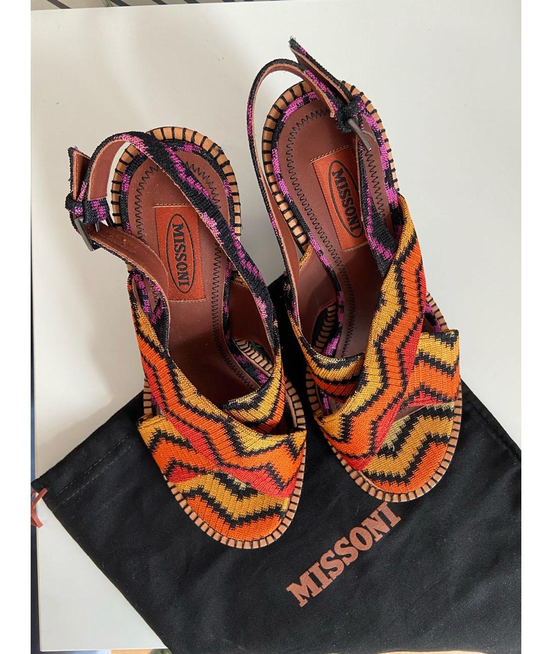 MISSONI Оранжевое кожаные босоножки, фото 2