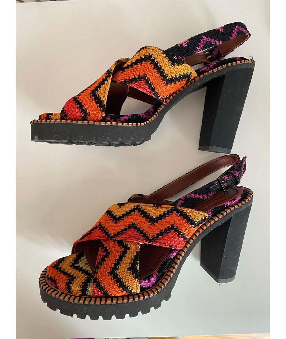 MISSONI Оранжевое кожаные босоножки, фото 4