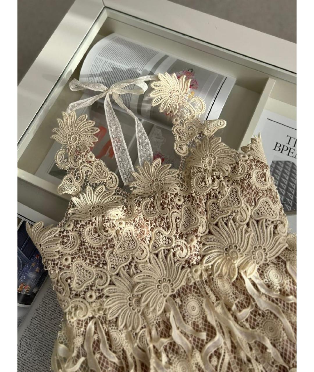 CHRISTIAN DIOR Бежевая шелковая майка, фото 3