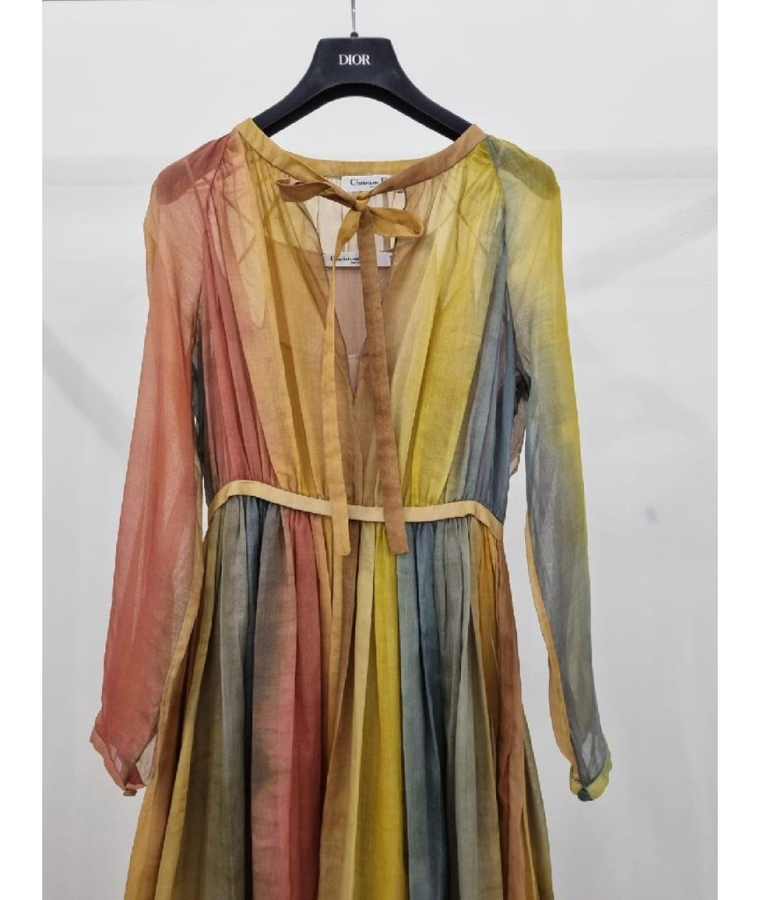 CHRISTIAN DIOR Мульти хлопковое повседневное платье, фото 3
