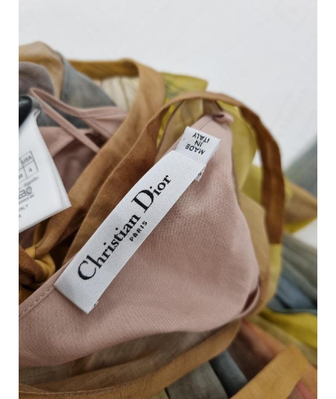 CHRISTIAN DIOR Мульти хлопковое повседневное платье, фото 5