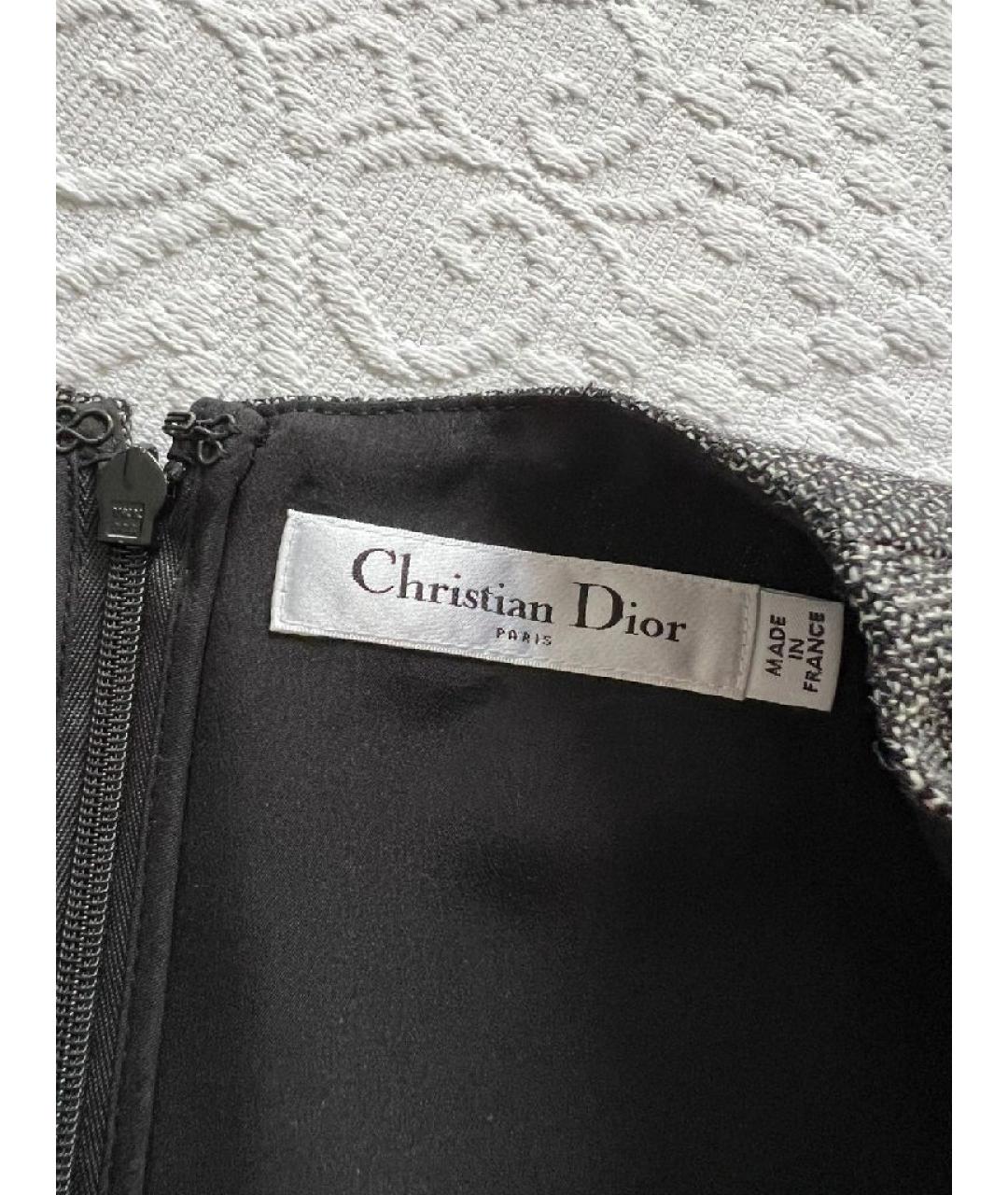 CHRISTIAN DIOR Антрацитовое шелковое повседневное платье, фото 6