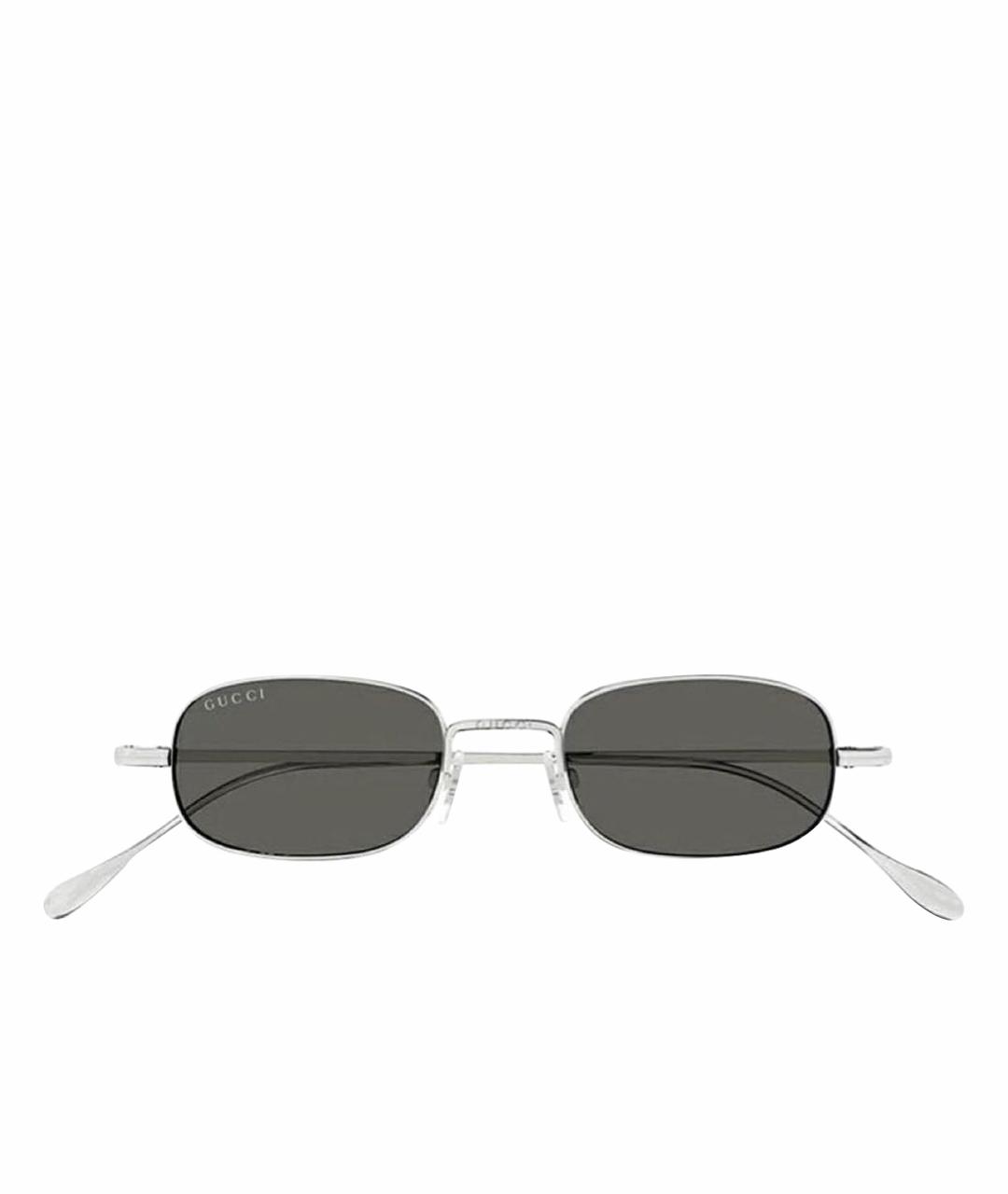 GUCCI Серебряные металлические солнцезащитные очки, фото 1