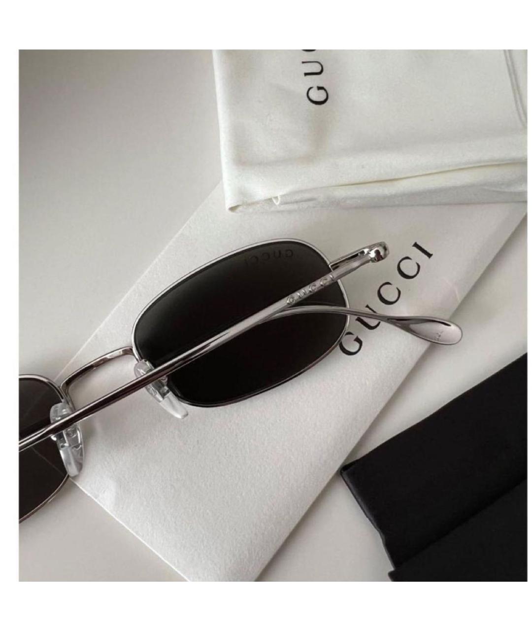 GUCCI Серебряные металлические солнцезащитные очки, фото 4