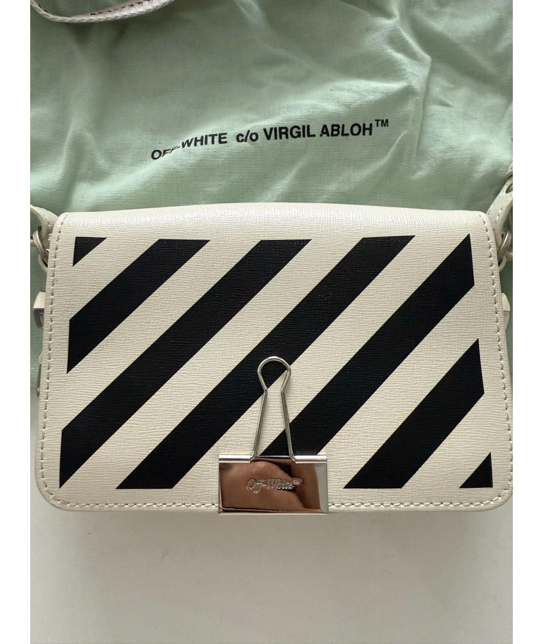 OFF-WHITE Белая кожаная сумка через плечо, фото 2