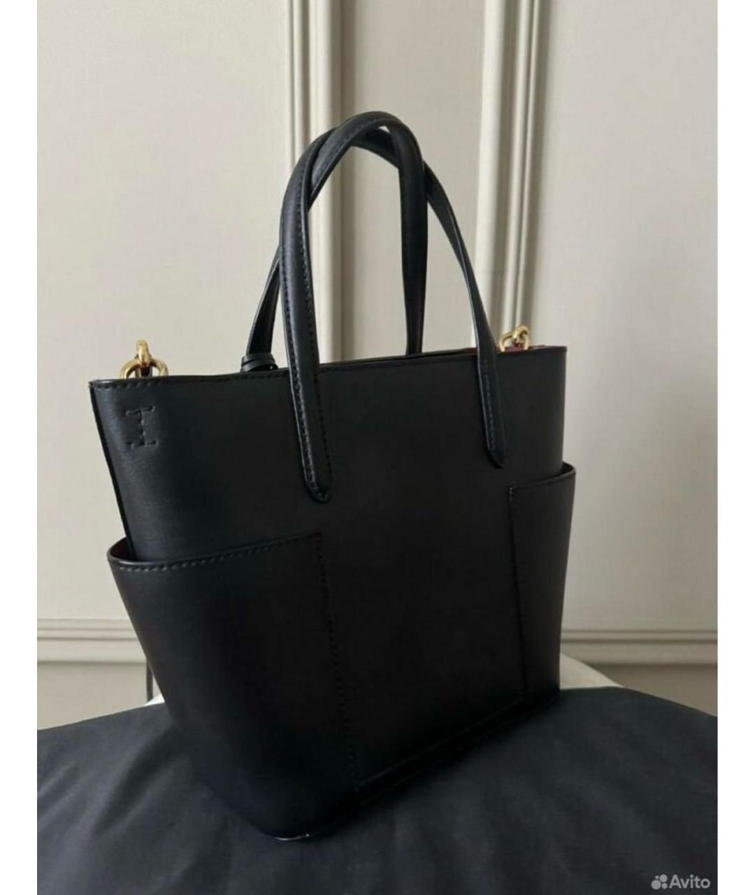 RALPH LAUREN Черная кожаная сумка с короткими ручками, фото 3