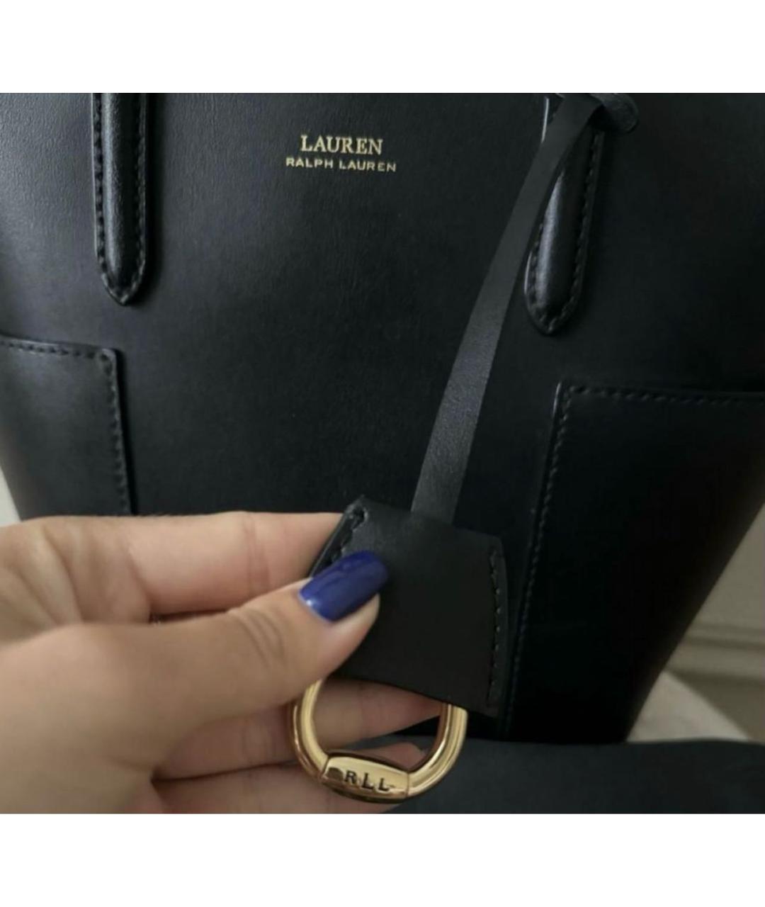 RALPH LAUREN Черная кожаная сумка с короткими ручками, фото 6