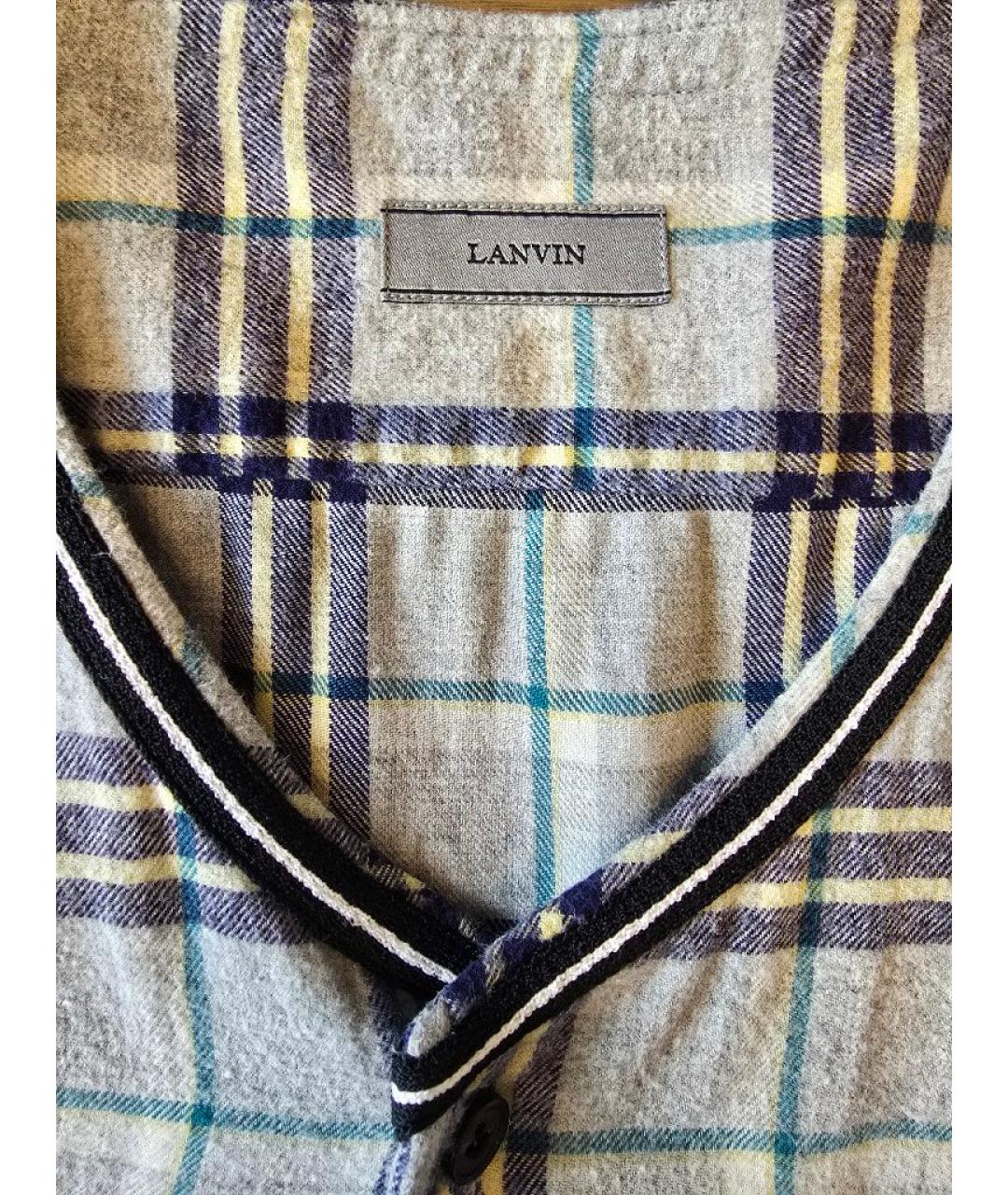 LANVIN Серая хлопковая кэжуал рубашка, фото 3