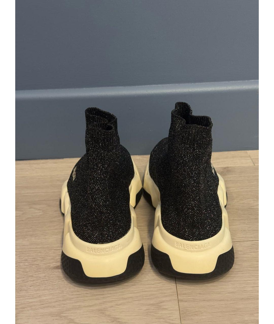 BALENCIAGA Серебряные текстильные кеды, фото 4