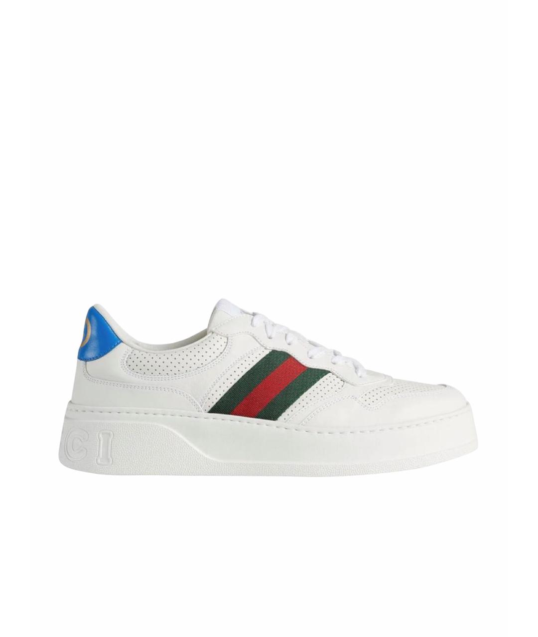 GUCCI Белые кожаные кеды, фото 1