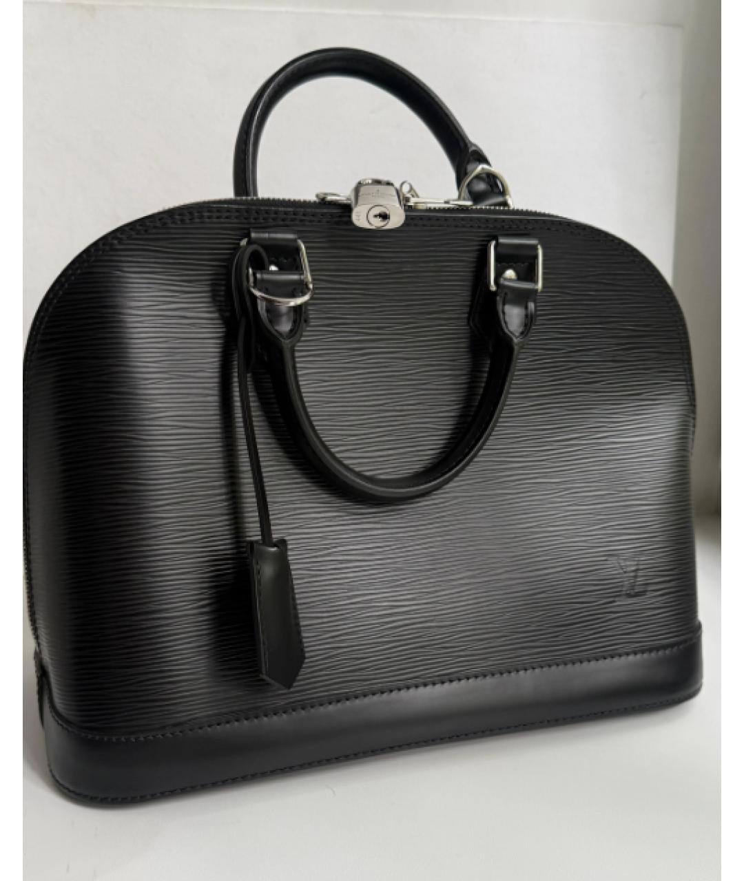 LOUIS VUITTON Черная кожаная сумка тоут, фото 4