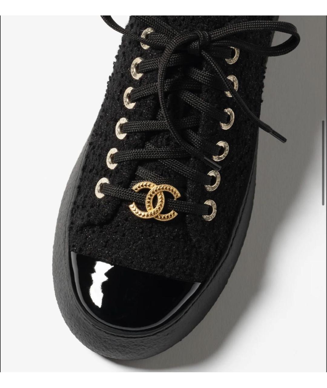 CHANEL Черные текстильные кеды, фото 4