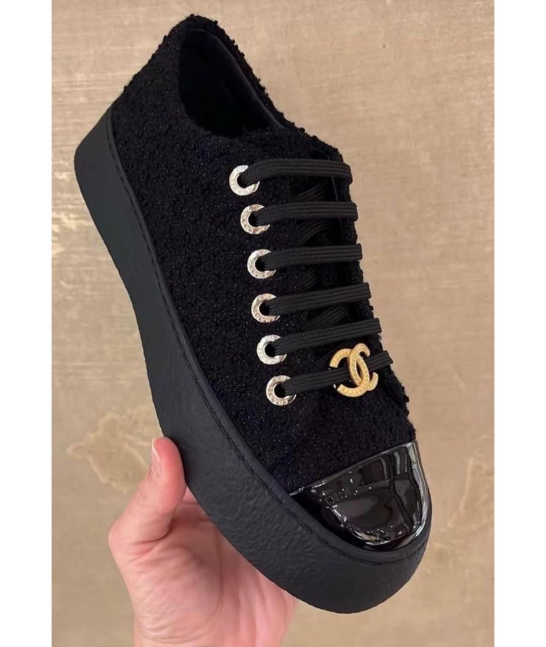 CHANEL Черные текстильные кеды, фото 5