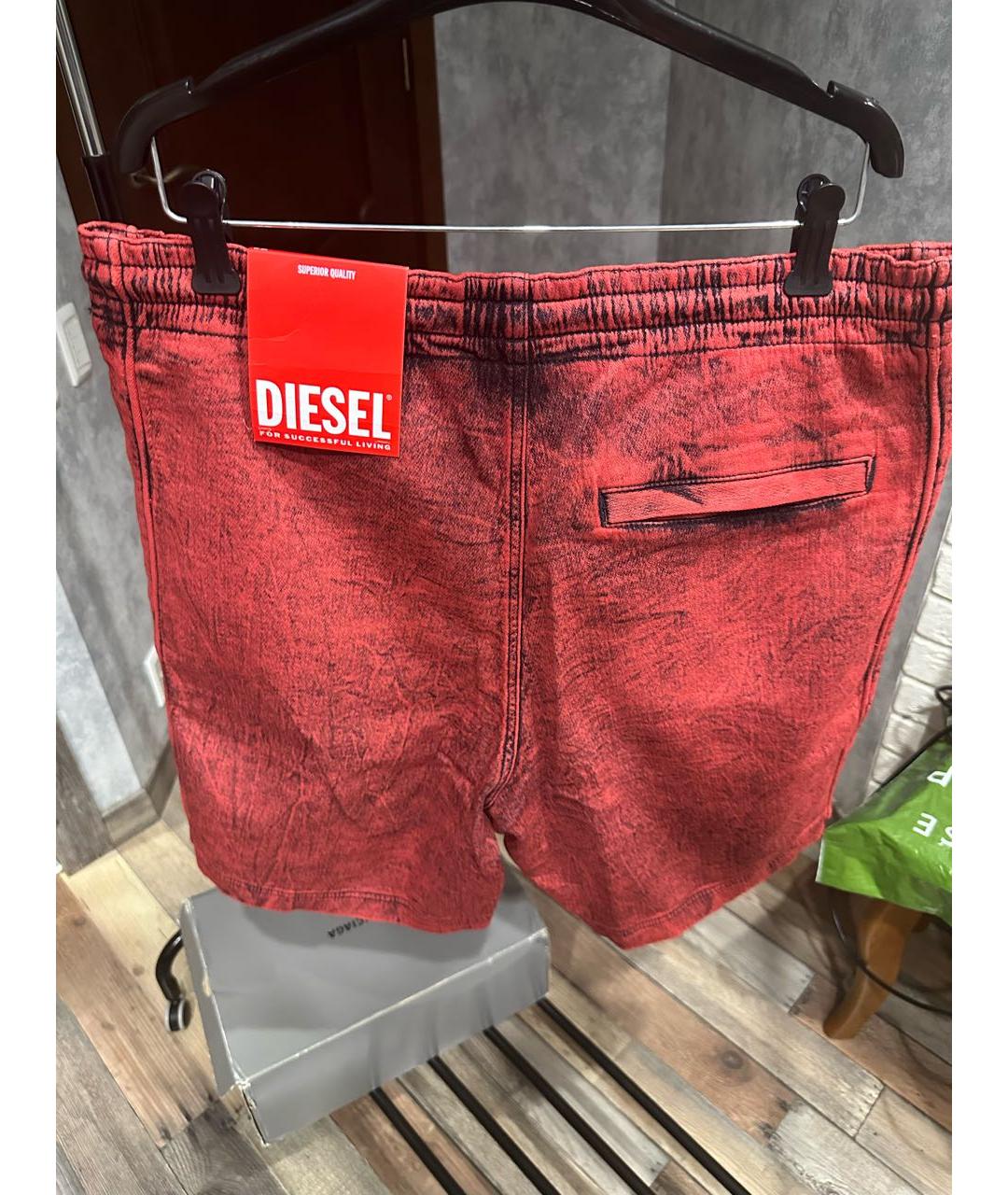 DIESEL Красные хлопковые шорты, фото 3