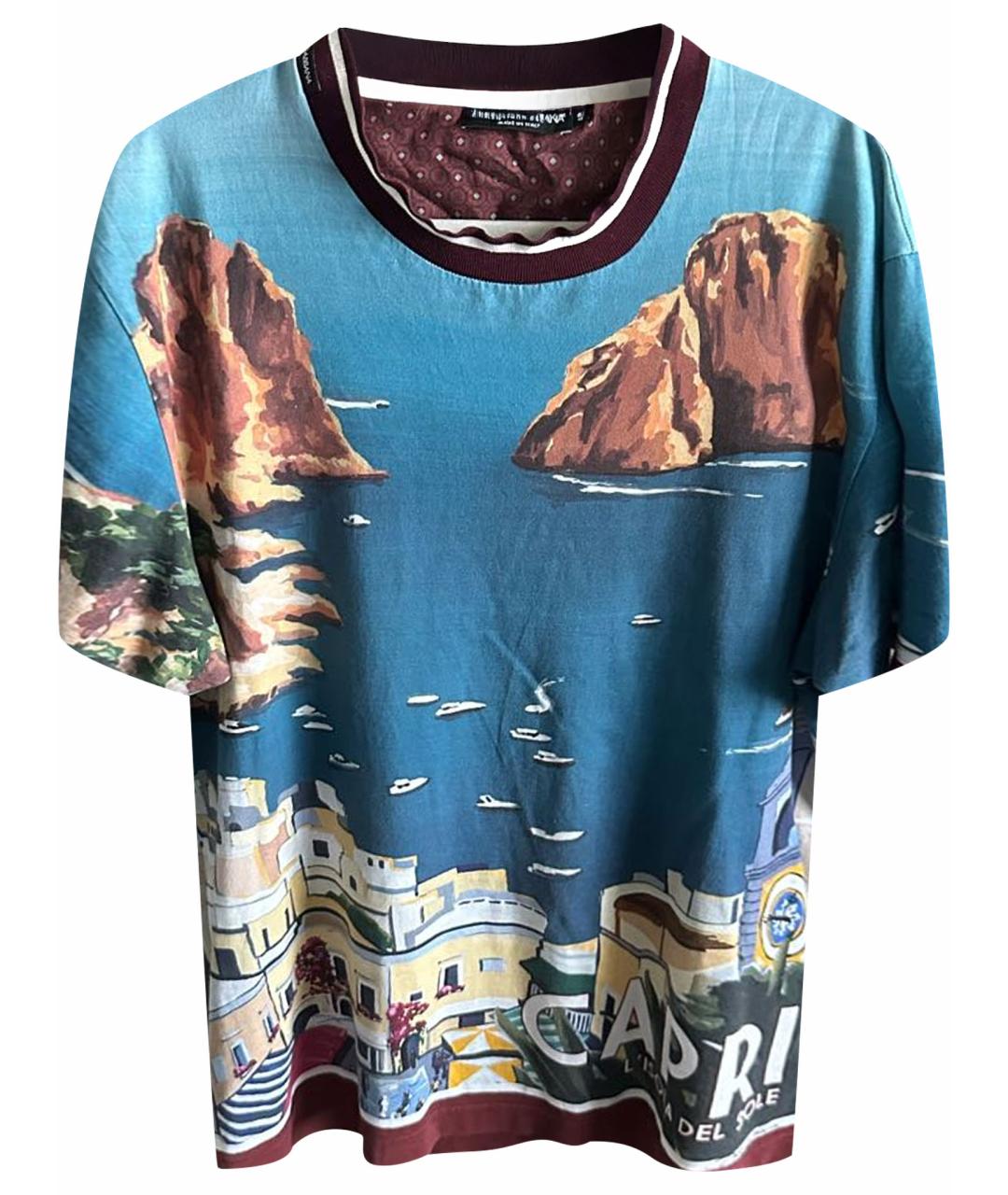 DOLCE&GABBANA Синяя хлопковая футболка, фото 1