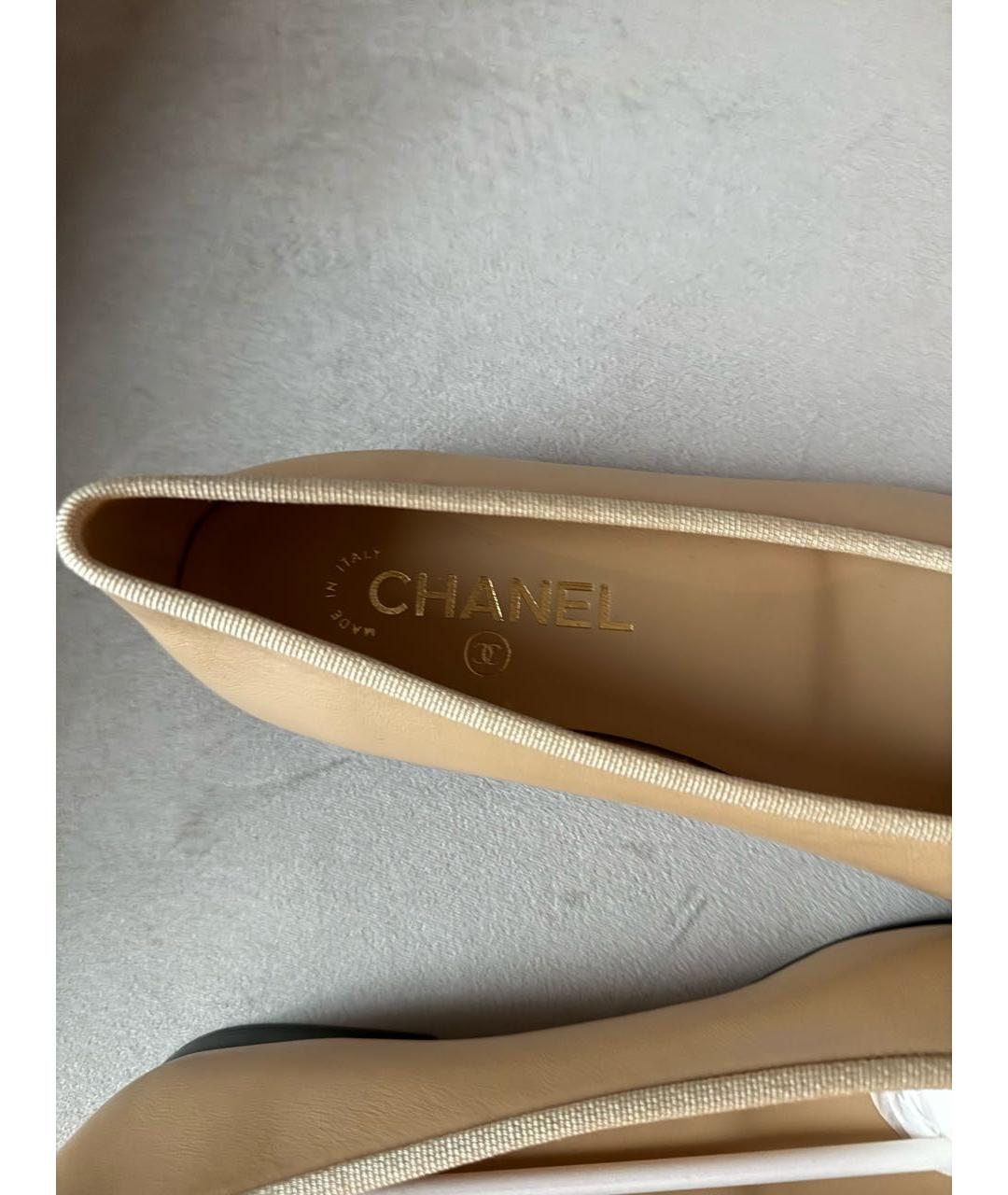 CHANEL Бежевые кожаные балетки, фото 8