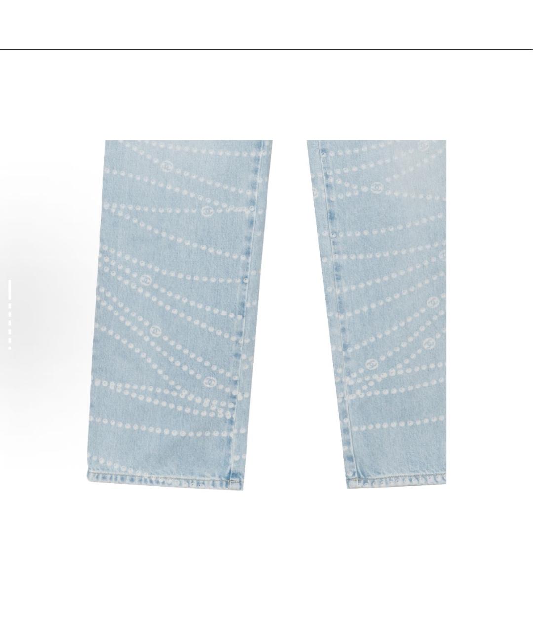 CHANEL Голубые хлопковые прямые джинсы, фото 4