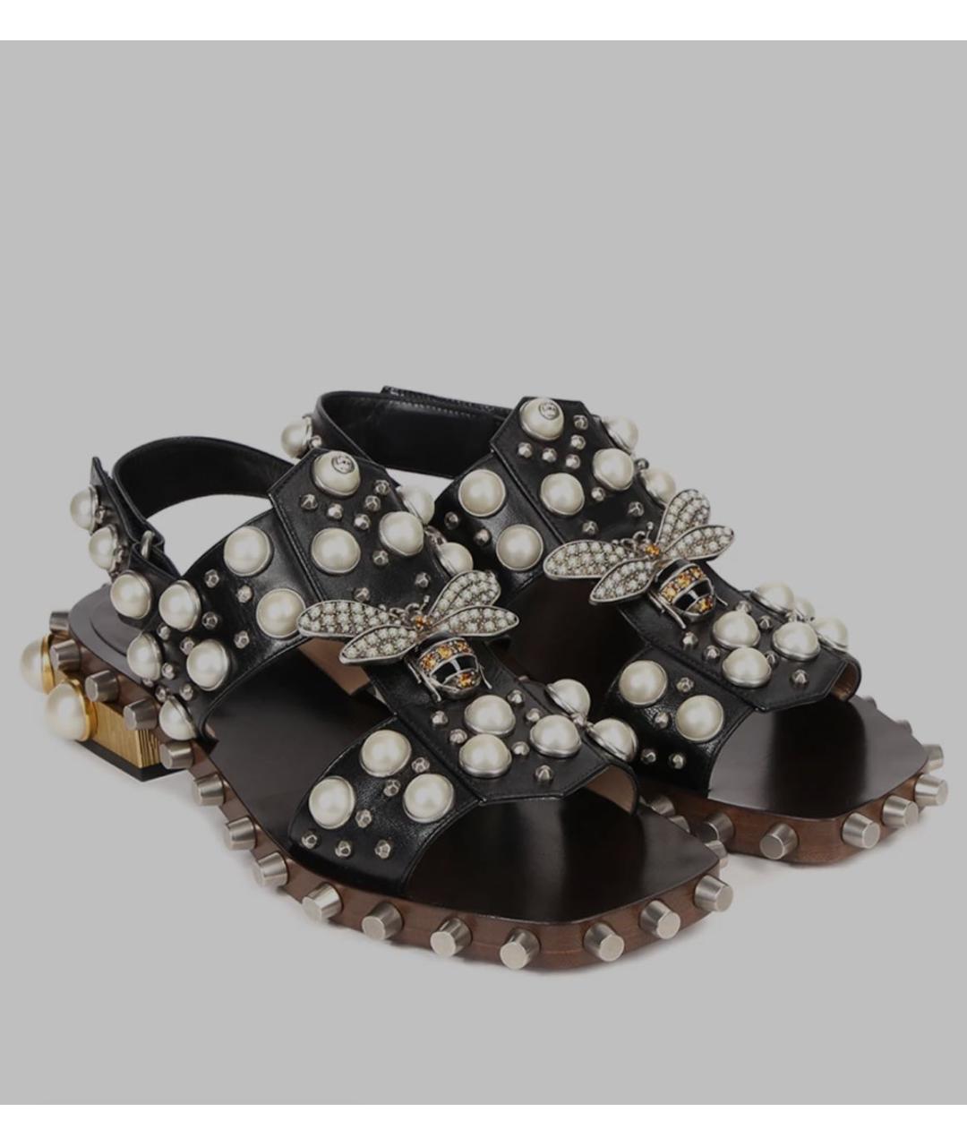 GUCCI Черные кожаные сандалии, фото 2