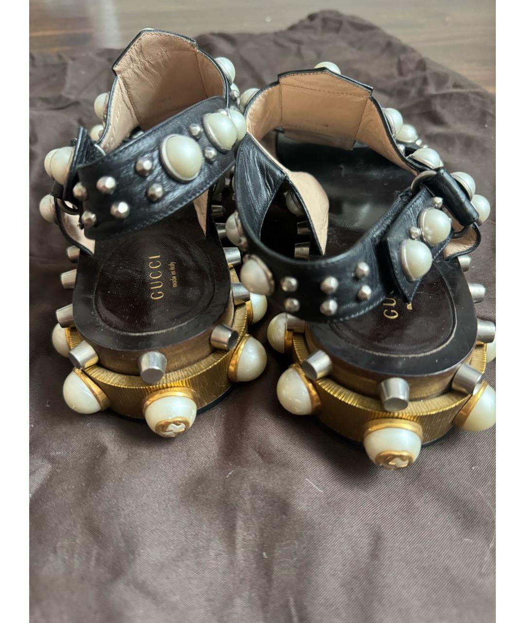GUCCI Черные кожаные сандалии, фото 6